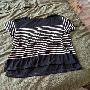 Max Studio Black and White Striped XL Shirt